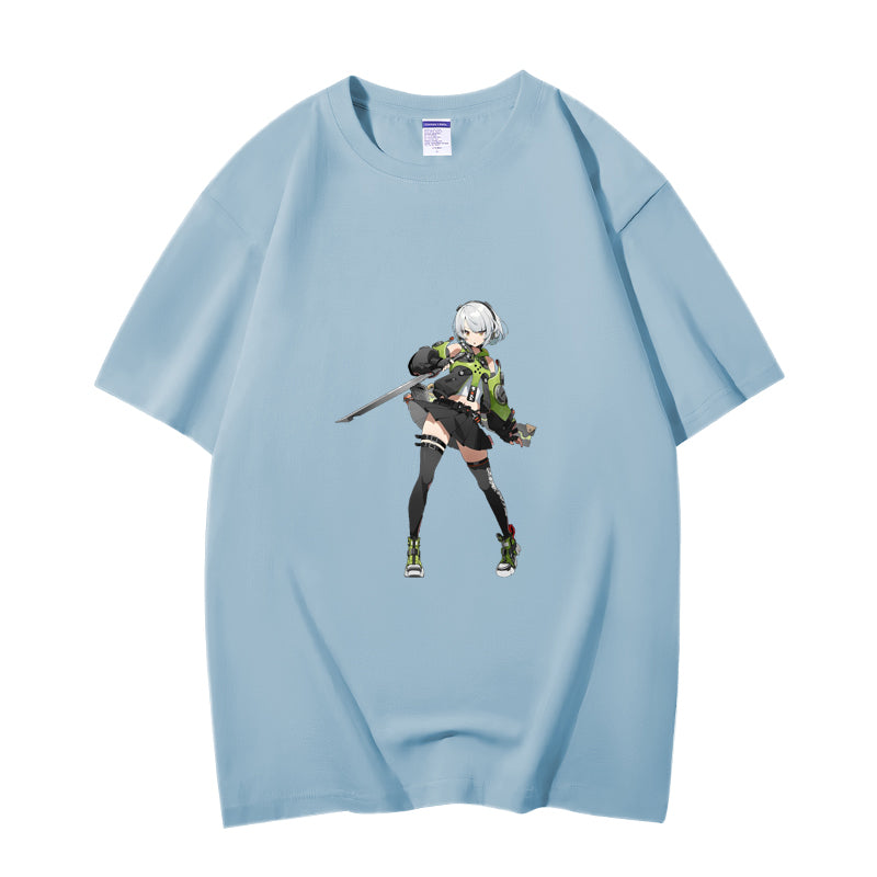 Fashion Anime Zenless Zone Zero Anby Demara 230g GSM Hipster Style Oversized Cotton T-shirt