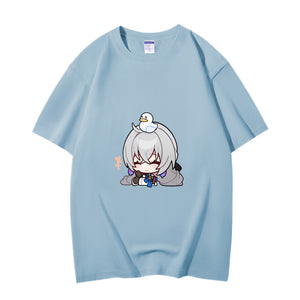 Fashion Anime Honkai: Star Rail Bronya Rand 230g GSM Hipster Style Oversized Cotton T-shirt