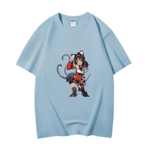 Fashion Anime Zenless Zone Zero Nekomiya Mana 230g GSM Hipster Style Oversized Cotton T-shirt