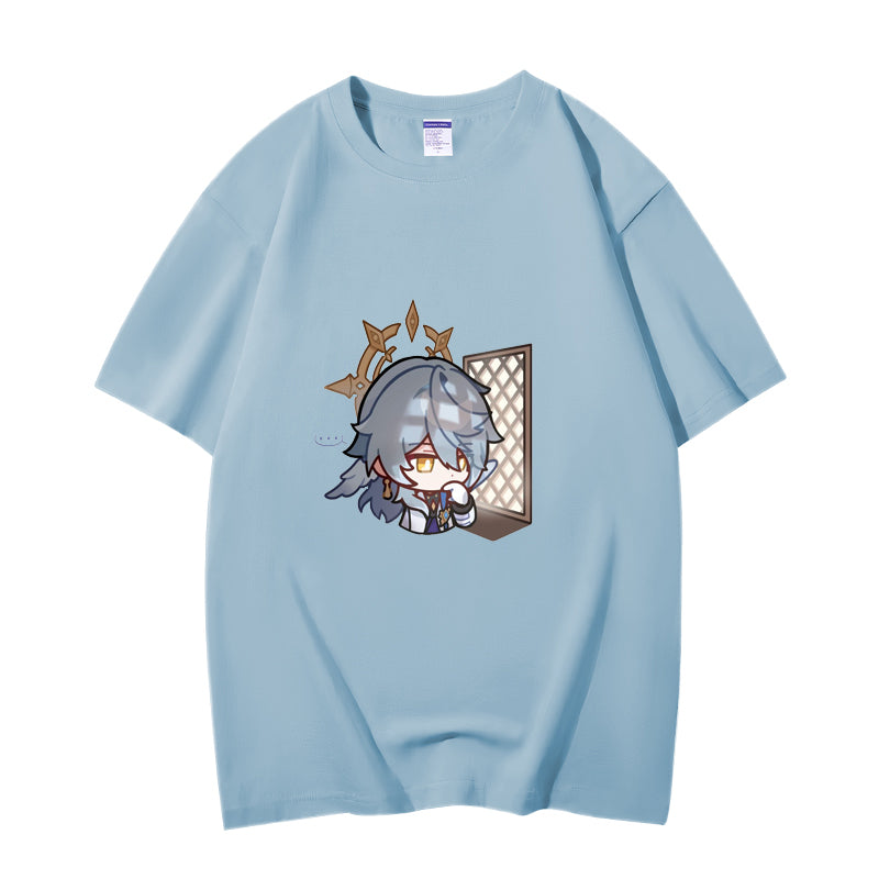 Fashion Anime Honkai Star Rail Sunday 230g GSM Hipster Style Oversized Cotton T-shirt