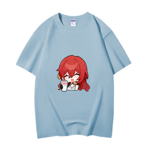 Fashion Anime Honkai Star Rail Himeko 230g GSM Hipster Style Oversized Cotton T-shirt