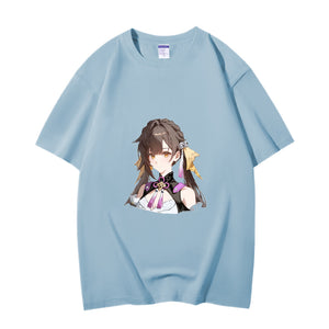 Fashion Anime Honkai Star Rail Sushang 230g GSM Hipster Style Oversized Cotton T-shirt