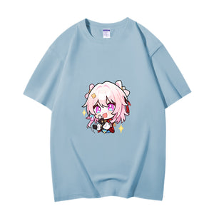 Fashion Anime Honkai Star Rail March 7th 230g GSM Hipster Style Oversized Cotton T-shirt