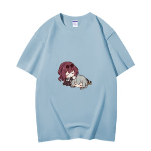 Fashion Anime Honkai Star Rail Stelle&Kafka 230g GSM Hipster Style Oversized Cotton T-shirt