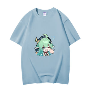 Fashion Anime Honkai Star Rail HuoHuo 230g GSM Hipster Style Oversized Cotton T-shirt