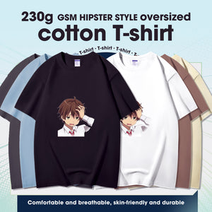 Fashion Anime Chuunibyou demo koi ga shitai Togashi Yuuta 230g GSM Hipster Style Oversized Cotton T-shirt