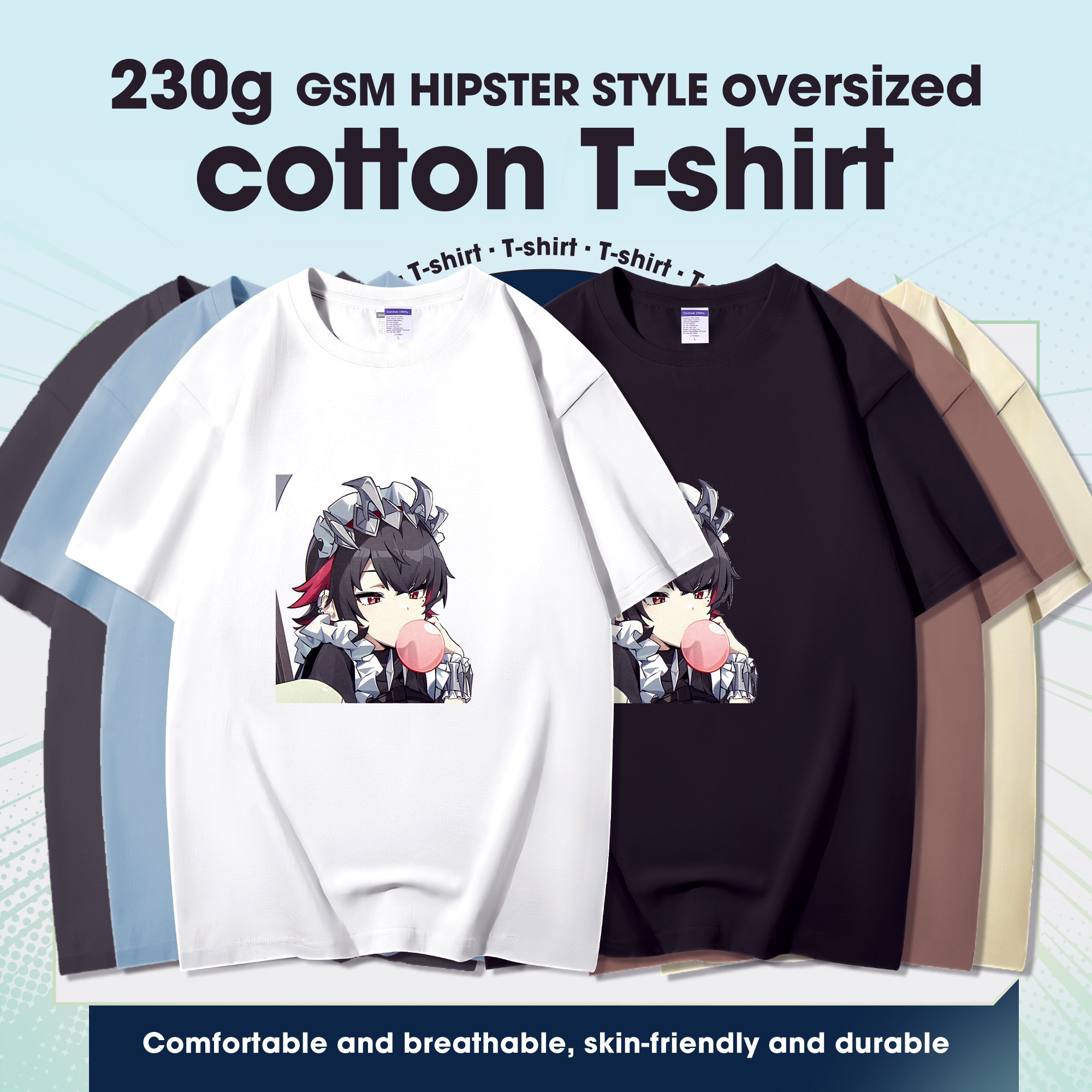 Fashion Anime Zenless Zone Zero Ellen Joe 230g GSM Hipster Style Oversized Cotton T-shirt