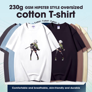 Fashion Anime Zenless Zone Zero Anby Demara 230g GSM Hipster Style Oversized Cotton T-shirt