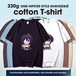 Fashion Anime Chuunibyou demo koi ga shitai Takanashi Rikka 230g GSM Hipster Style Oversized Cotton T-shirt