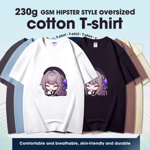 Fashion Anime Honkai Star Rail Herta 230g GSM Hipster Style Oversized Cotton T-shirt