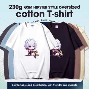 Fashion Anime Honkai Star Rail Topaz 230g GSM Hipster Style Oversized Cotton T-shirt