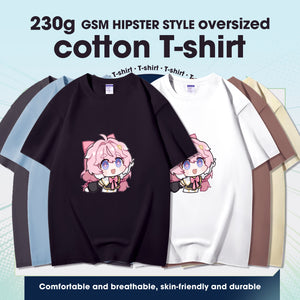 Fashion Anime Wuthering Waves Encore 230g GSM Hipster Style Oversized Cotton T-shirt