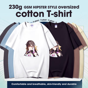 Fashion Anime Honkai Star Rail Sushang 230g GSM Hipster Style Oversized Cotton T-shirt