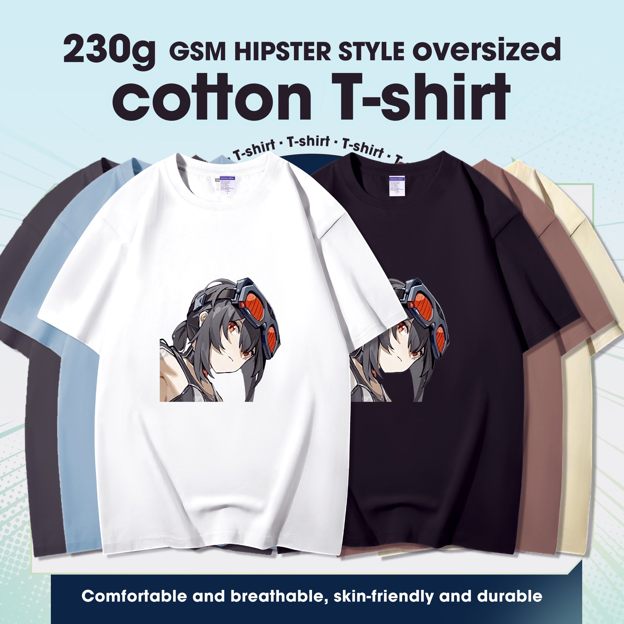 Fashion Anime Zenless Zone Zero Grace Howard 230g GSM Hipster Style Oversized Cotton T-shirt