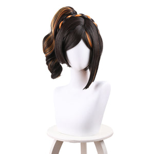 Rulercosplay Anime Genshin Impact Chiori Black with Orange Short Cosplay Wig