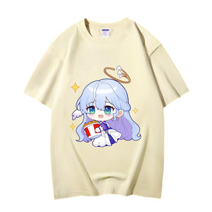 Fashion Anime Honkai: Star Rail Robin 230g GSM Hipster Style Oversized Cotton T-shirt