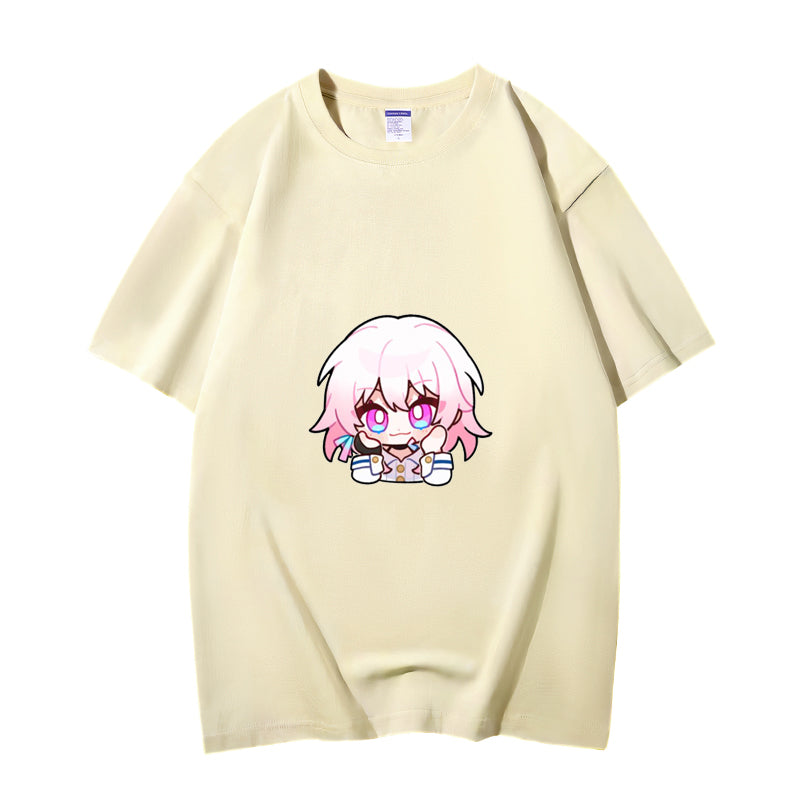 Fashion Anime Honkai: Star Rail March 7th 230g GSM Hipster Style Oversized Cotton T-shirt