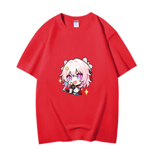 Fashion Anime Honkai Star Rail March 7th 230g GSM Hipster Style Oversized Cotton T-shirt