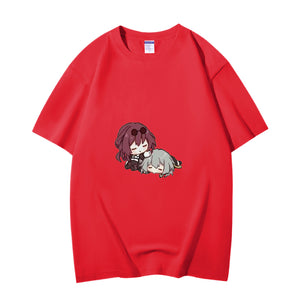 Fashion Anime Honkai Star Rail Stelle&Kafka 230g GSM Hipster Style Oversized Cotton T-shirt