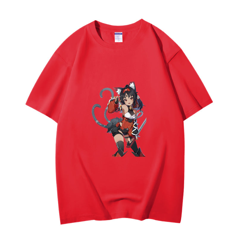 Fashion Anime Zenless Zone Zero Nekomiya Mana 230g GSM Hipster Style Oversized Cotton T-shirt