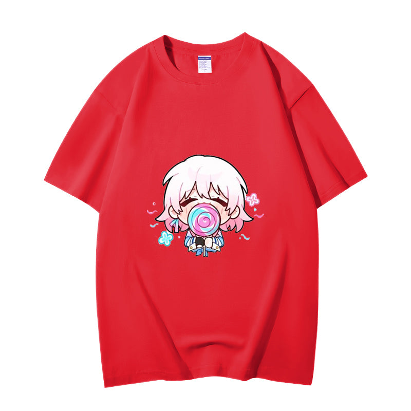 Fashion Anime Honkai Star Rail March 7th 230g GSM Hipster Style Oversized Cotton T-shirt