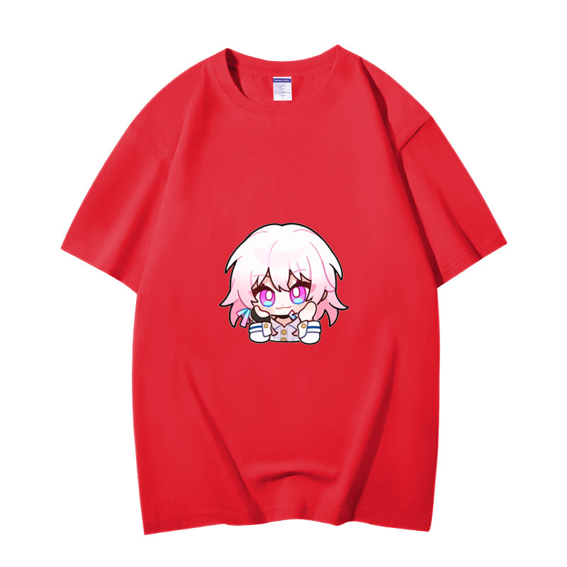 Fashion Anime Honkai: Star Rail March 7th 230g GSM Hipster Style Oversized Cotton T-shirt