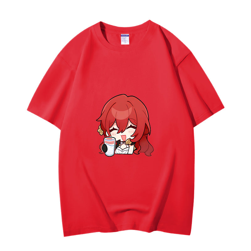 Fashion Anime Honkai Star Rail Himeko 230g GSM Hipster Style Oversized Cotton T-shirt