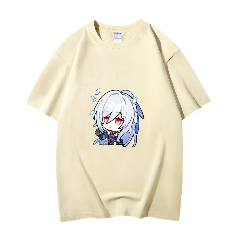 Fashion Anime Honkai Star Rail Jingliu 230g GSM Hipster Style Oversized Cotton T-shirt