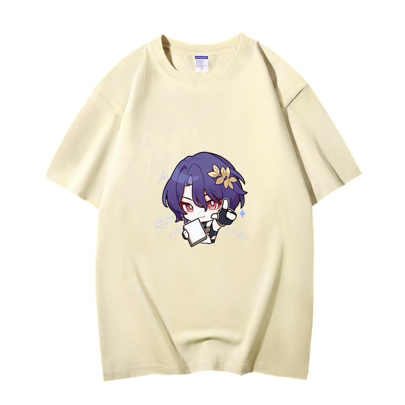 Fashion Anime Honkai Star Rail Dr. Ratio 230g GSM Hipster Style Oversized Cotton T-shirt