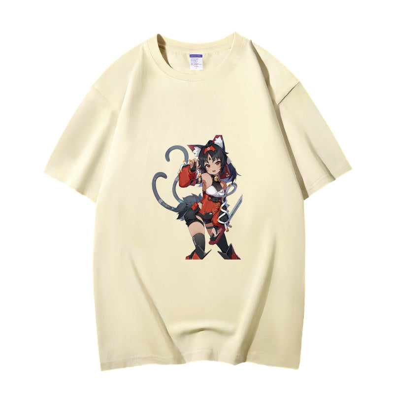 Fashion Anime Zenless Zone Zero Nekomiya Mana 230g GSM Hipster Style Oversized Cotton T-shirt