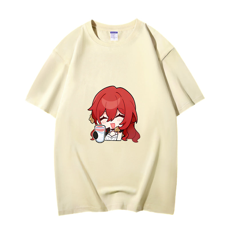 Fashion Anime Honkai Star Rail Himeko 230g GSM Hipster Style Oversized Cotton T-shirt