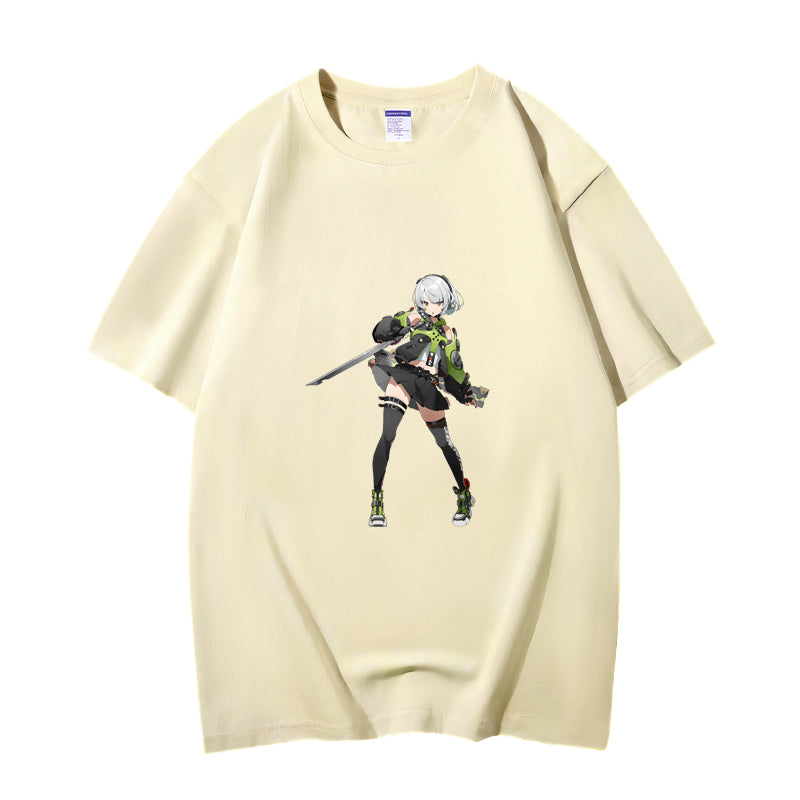 Fashion Anime Zenless Zone Zero Anby Demara 230g GSM Hipster Style Oversized Cotton T-shirt