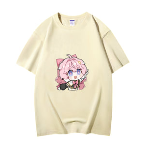 Fashion Anime Wuthering Waves Encore 230g GSM Hipster Style Oversized Cotton T-shirt