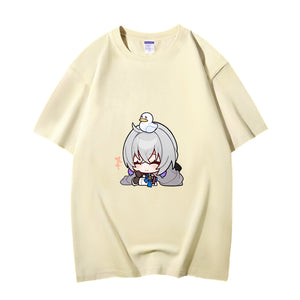 Fashion Anime Honkai: Star Rail Bronya Rand 230g GSM Hipster Style Oversized Cotton T-shirt