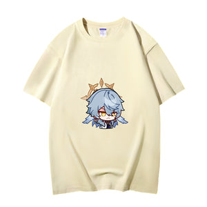 Fashion Anime Honkai Star Rail Sunday 230g GSM Hipster Style Oversized Cotton T-shirt