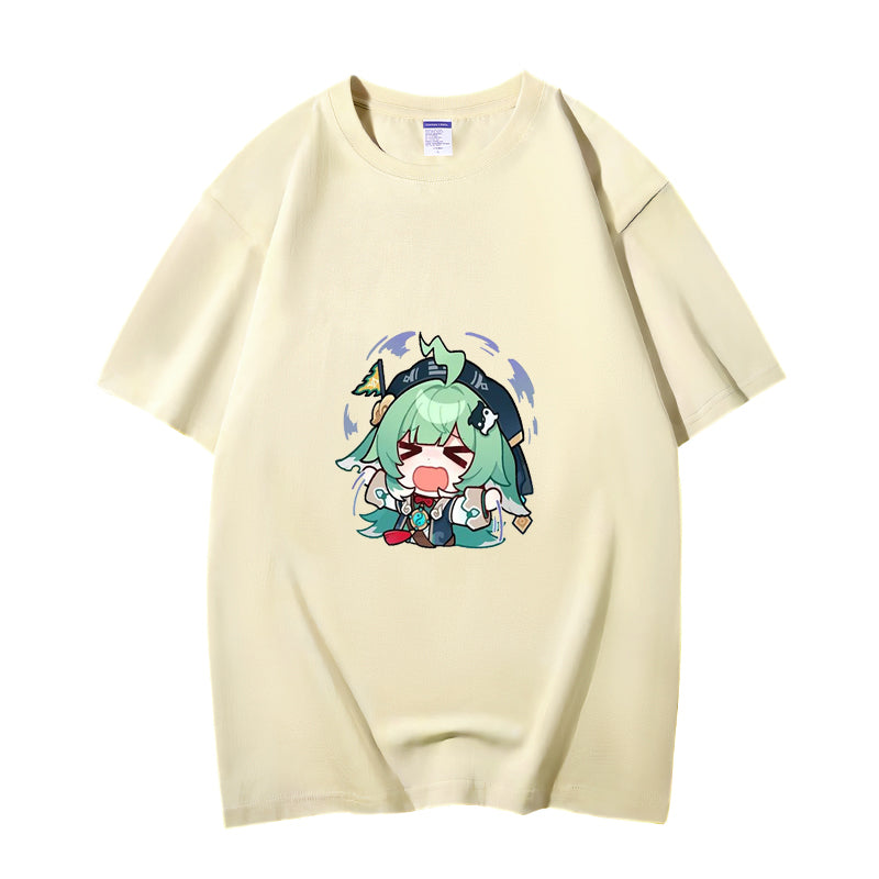 Fashion Anime Honkai Star Rail HuoHuo 230g GSM Hipster Style Oversized Cotton T-shirt