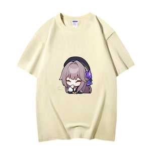 Fashion Anime Honkai Star Rail Herta 230g GSM Hipster Style Oversized Cotton T-shirt