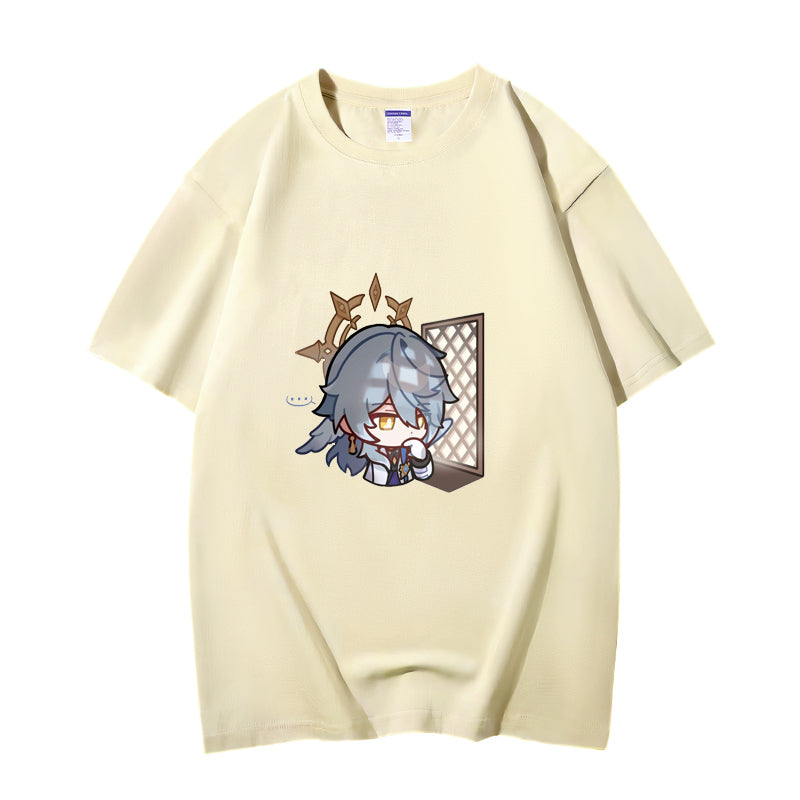 Fashion Anime Honkai Star Rail Sunday 230g GSM Hipster Style Oversized Cotton T-shirt