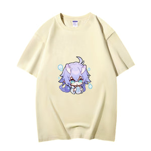 Fashion Anime Honkai Star Rail Bailu 230g GSM Hipster Style Oversized Cotton T-shirt