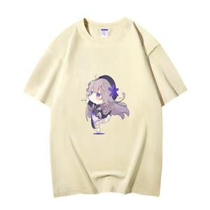 Fashion Anime Honkai Star Rail Herta 230g GSM Hipster Style Oversized Cotton T-shirt