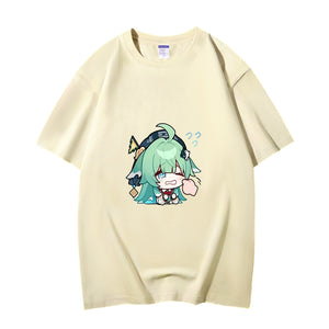 Fashion Anime Honkai Star Rail HuoHuo 230g GSM Hipster Style Oversized Cotton T-shirt