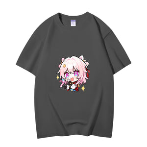 Fashion Anime Honkai Star Rail March 7th 230g GSM Hipster Style Oversized Cotton T-shirt