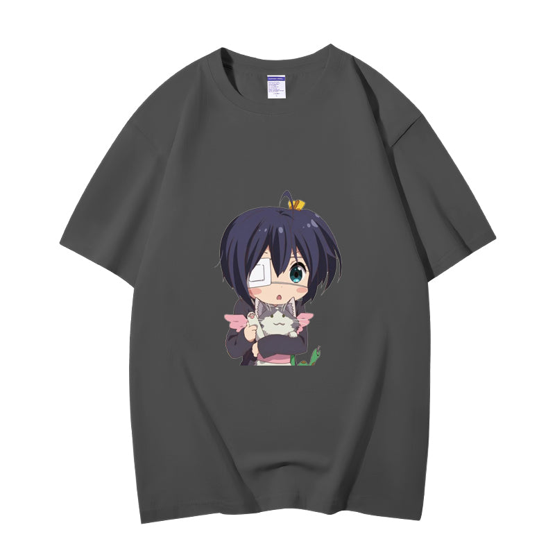 Fashion Anime Chuunibyou demo koi ga shitai Takanashi Rikka 230g GSM Hipster Style Oversized Cotton T-shirt