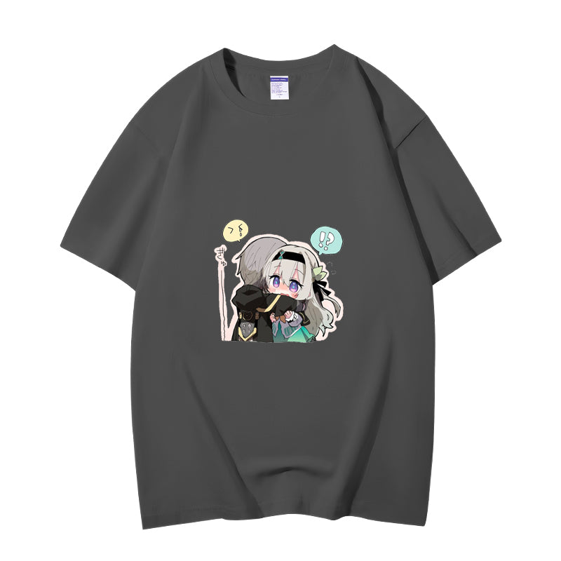 Fashion Anime Honkai Star Rail Trailblazer&Firefly 230g GSM Hipster Style Oversized Cotton T-shirt