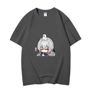 Fashion Anime Honkai: Star Rail Bronya Rand 230g GSM Hipster Style Oversized Cotton T-shirt