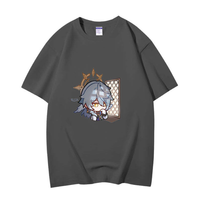 Fashion Anime Honkai Star Rail Sunday 230g GSM Hipster Style Oversized Cotton T-shirt