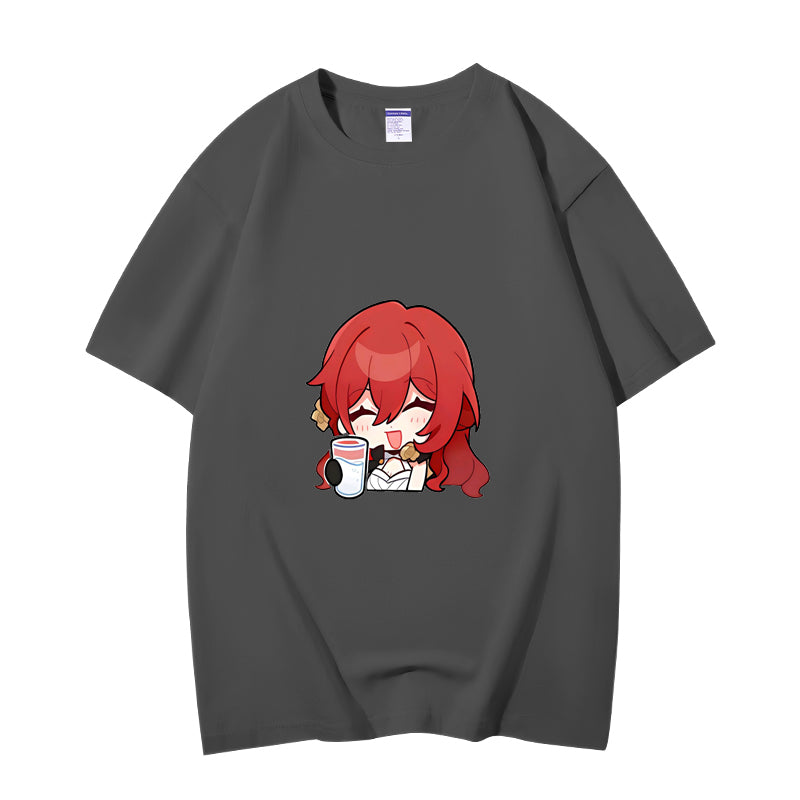 Fashion Anime Honkai Star Rail Himeko 230g GSM Hipster Style Oversized Cotton T-shirt