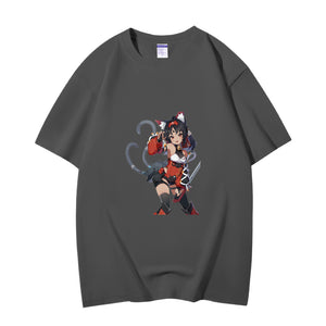 Fashion Anime Zenless Zone Zero Nekomiya Mana 230g GSM Hipster Style Oversized Cotton T-shirt