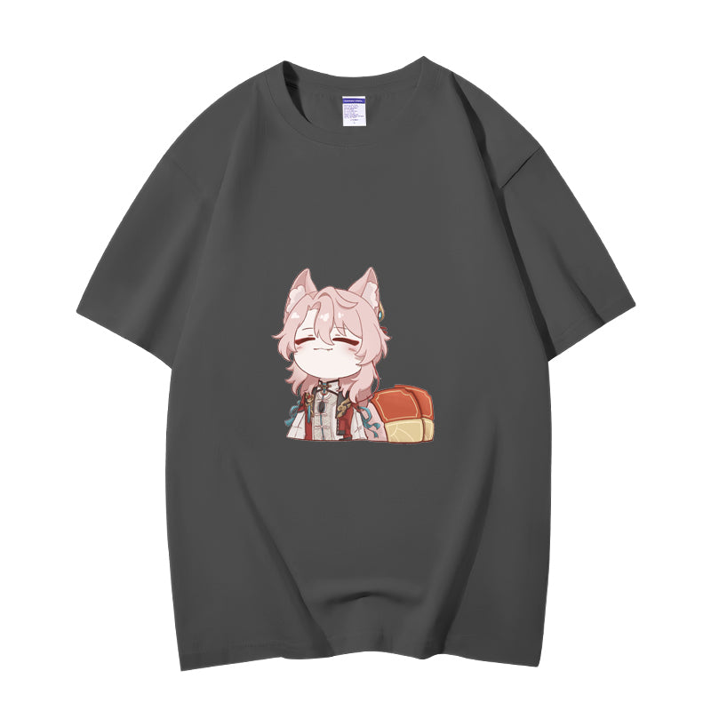 Fashion Anime Honkai: Star Rail Jiao Qiu 230g GSM Hipster Style Oversized Cotton T-shirt