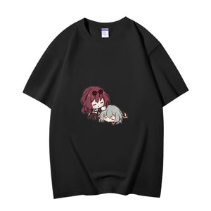 Fashion Anime Honkai Star Rail Stelle&Kafka 230g GSM Hipster Style Oversized Cotton T-shirt